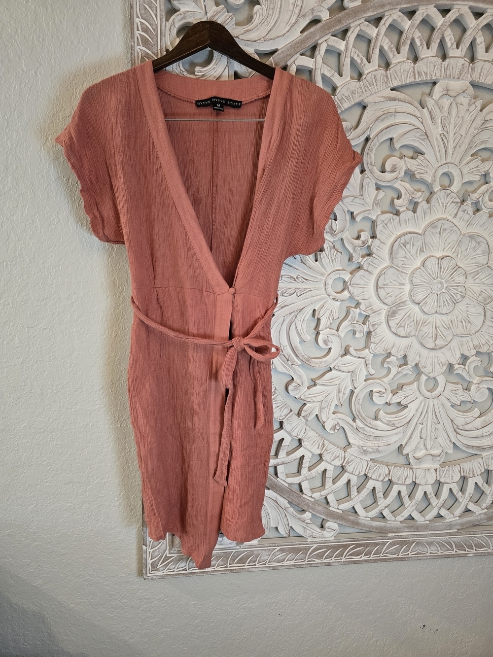 HYFVE Rust Terracotta V-Neck Wrap Mini Dress